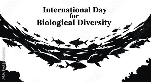 International day for biological diversity features underwater marine life with diverse fish species swimming freely