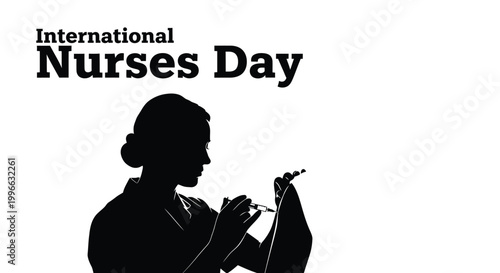 Celebrating international nurses day with a silhouette of a nurse administering a vaccine