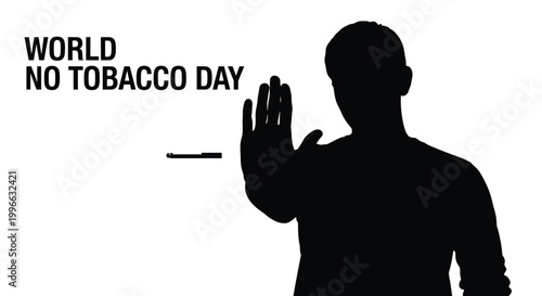 World no tobacco day silhouette stopping cigarette with hand during day