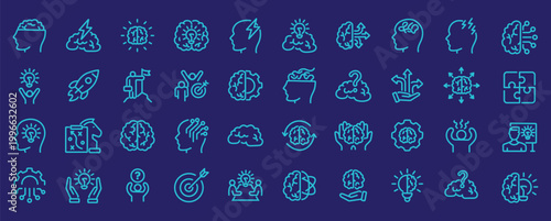 WebBrainstorming web icons in line style. Brain, idea, smart, creativity, skill, collection. Vector illustration.