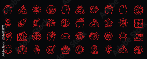 WebBrainstorming web icons in line style. Brain, idea, smart, creativity, skill, collection. Vector illustration.