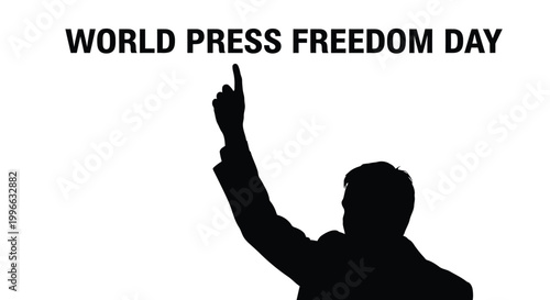 Silhouette of a person raising their hand to celebrate the annual world press freedom day event