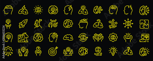 WebBrainstorming web icons in line style. Brain, idea, smart, creativity, skill, collection. Vector illustration.
