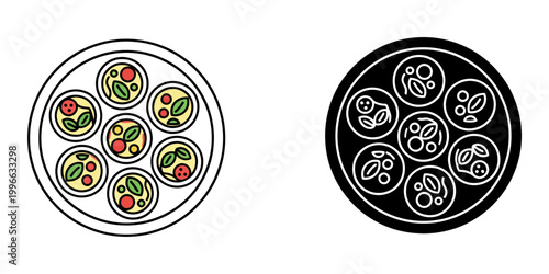 Round pizza line and glyph icon, italian food sign, vector graphics, a colorful linear pattern on a white background, eps 10.