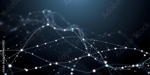 Abstract blue fractal background featuring a digital technology wave pattern with glowing stars and motion lines for a science communication concept wallpaper