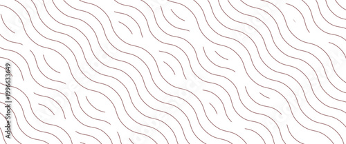 Abstract White Background with Minimalist Brown Wavy Line Pattern, Elegant Hand Drawn Thin Curvy Stripes, Modern Professional Vector Backdrop for Header and Stationery Design