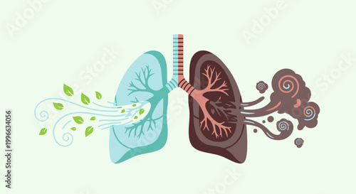 Smoke vs Fresh Air Lungs World No Tobacco Day Flat Vector
