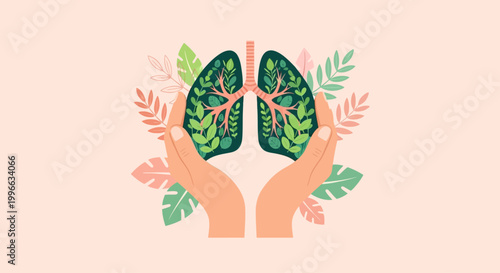 Protecting Lungs World No Tobacco Day Flat Vector Illustration