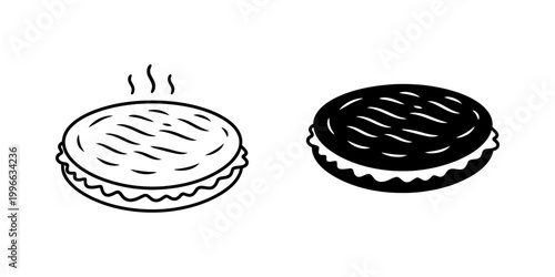 Delicious burger icon for restaurant menu and food delivery app vector illustration with both outline and filled styles.