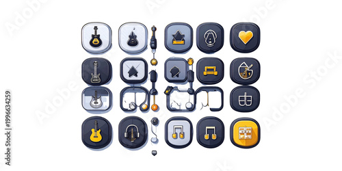 Collection of colorful app icons featuring various technology and utility symbols Vector