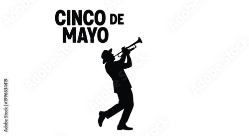 Silhouette of a musician playing the trumpet during the festive celebration of cinco de mayo event