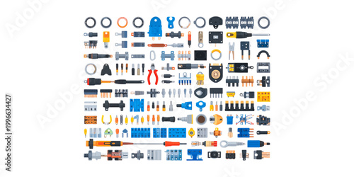 Colorful collection of diverse emoji icons representing various objects and symbols Vector