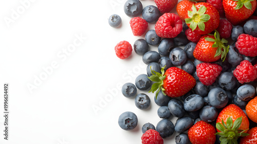 Fresh Mixed Berries on White Background