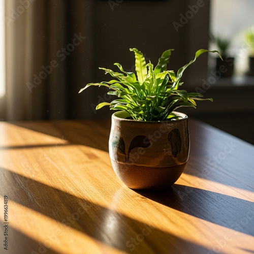 Small Indoor Plant in Warm Sunlight