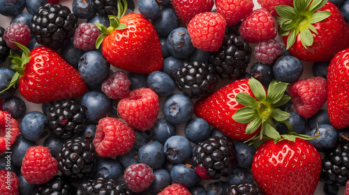 Fresh Mixed Berries on White Background
