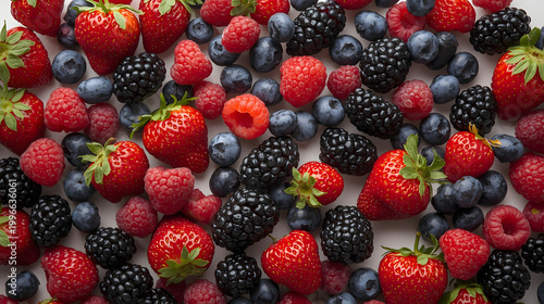 Fresh Mixed Berries on White Background