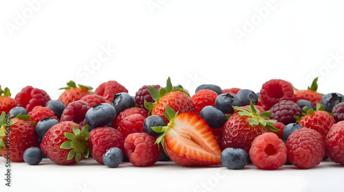 Fresh Mixed Berries on White Background
