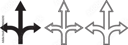  arrow sign icon, split path direction symbol