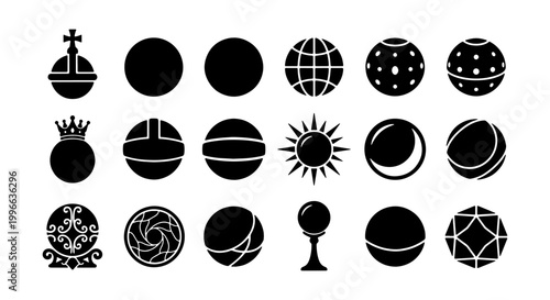 Konstfotografi Royal Sovereign Orb, Globe, and Geometric Sphere Silhouette Icon Set
