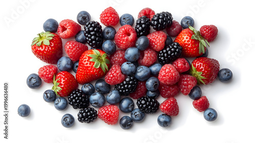 Fresh Mixed Berries on White Background