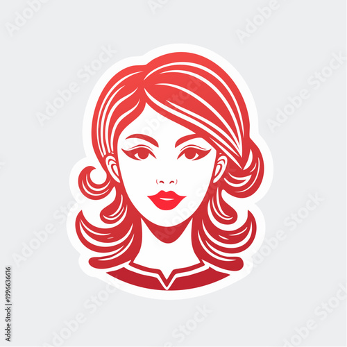 Stylized Red Haired Woman Portrait Sticker