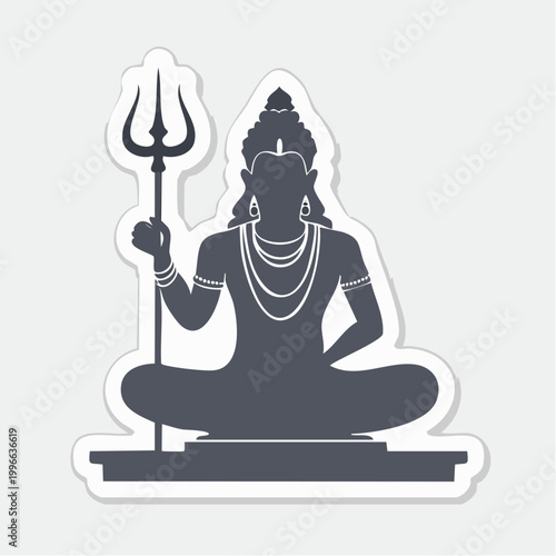 Silhouette of Lord Shiva meditating with trident