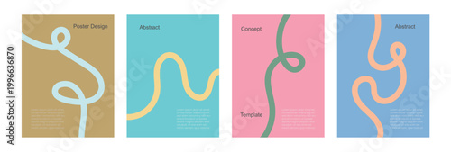 Collection of Minimalist Wavy Lines Poster Backgrounds. Minimalist Poster Design Set for Advertising, Covers, Social Media, and Promotional Graphics 