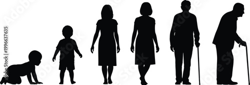 Life cycle silhouette from infancy to old age a visual progression