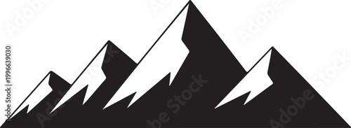 Minimalist mountain peaks illustration with sharp edges isolated for design use