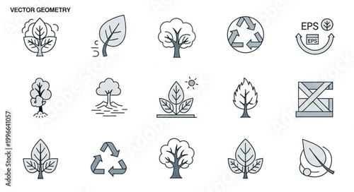 Eco friendly symbols and leaves.