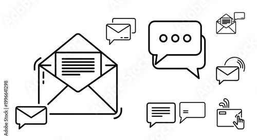 Email Communication Digital Messaging Icons.