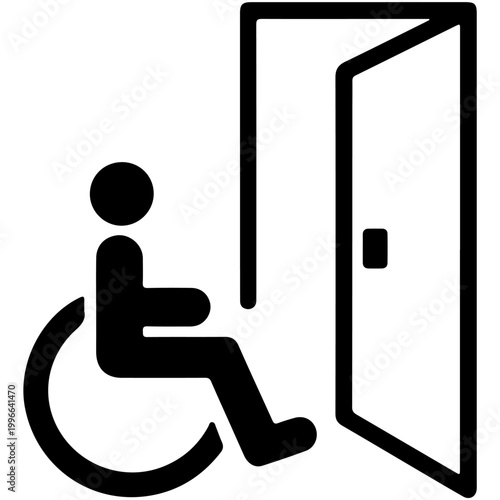 Handicap wheelchair accessible door symbol