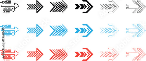 Dynamic arrow variations a collection of colorful and abstract directional silhouettes