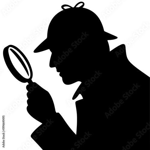 Detective silhouette using magnifying glass