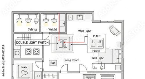 Architectural Floor Plan Drawing of a Modern Home Interior.