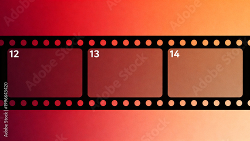 Vibrant gradient film strip graphic with numbered frames. A stylized abstract design representing cinematic sequence, visual timeline, or creative storytelling concepts for modern projects
