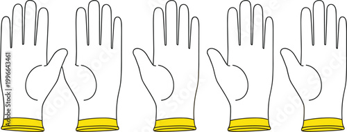 Protective work gloves with reinforced palms, safety hand gloves for construction, industrial protection equipment vector illustration set