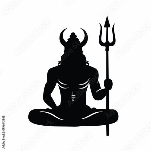 Silhouette of Lord Shiva meditating with trident