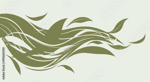 Kyoto Matcha Green Tea Leaves Flowing Vector Illustration