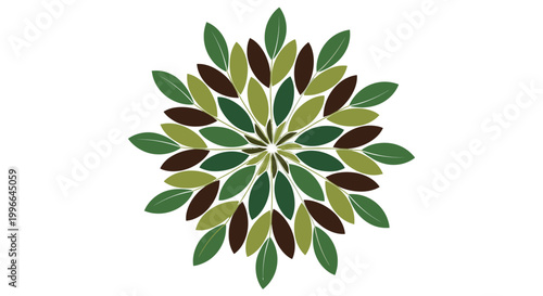 Kyoto Matcha Green Tea Leaves Mandala Vector Illustration