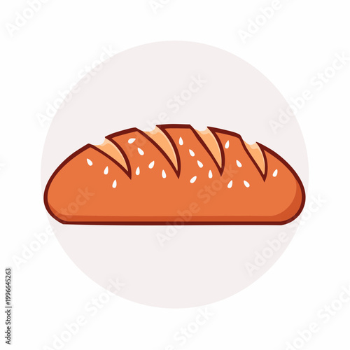 Illustration of a Loaf of Bread with Sesame Seeds