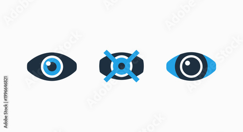 Icons representing visibility invisibility privacy show or hide functions in user interfaces with visibility invisible observation security pictogram interface technology perception internet
