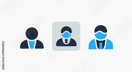 Minimalist business professional user avatar icons for profile and team representation with social network human resource employee management user interface business professional employee