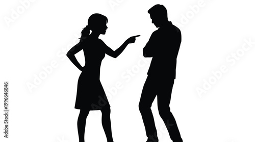 Photos Silhouette of a woman pointing her finger at a man in an argument