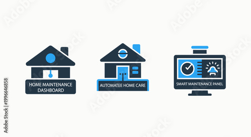 Smart home automation and io t control system icons for modern living with user interface security camera technology intelligent connectivity automation monitoring security efficiency property