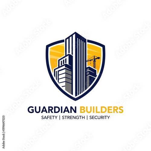 Guardian Builders Construction Company Shield Logo Design