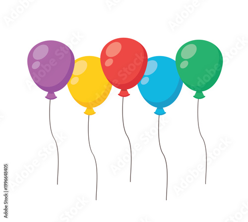 colorful balloons flying for birthday and celebration party concept