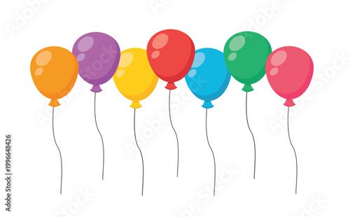 colorful balloons flying for birthday and celebration party concept