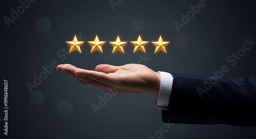 Customer Satisfaction And Rating Stars Hand Illustration