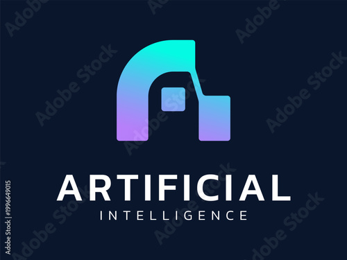 Artificial intelligence with Letter A robot face network connecting technology Analysis logo vector design concept, representing futuristic technology, digital transformation, automation, ui, advanced